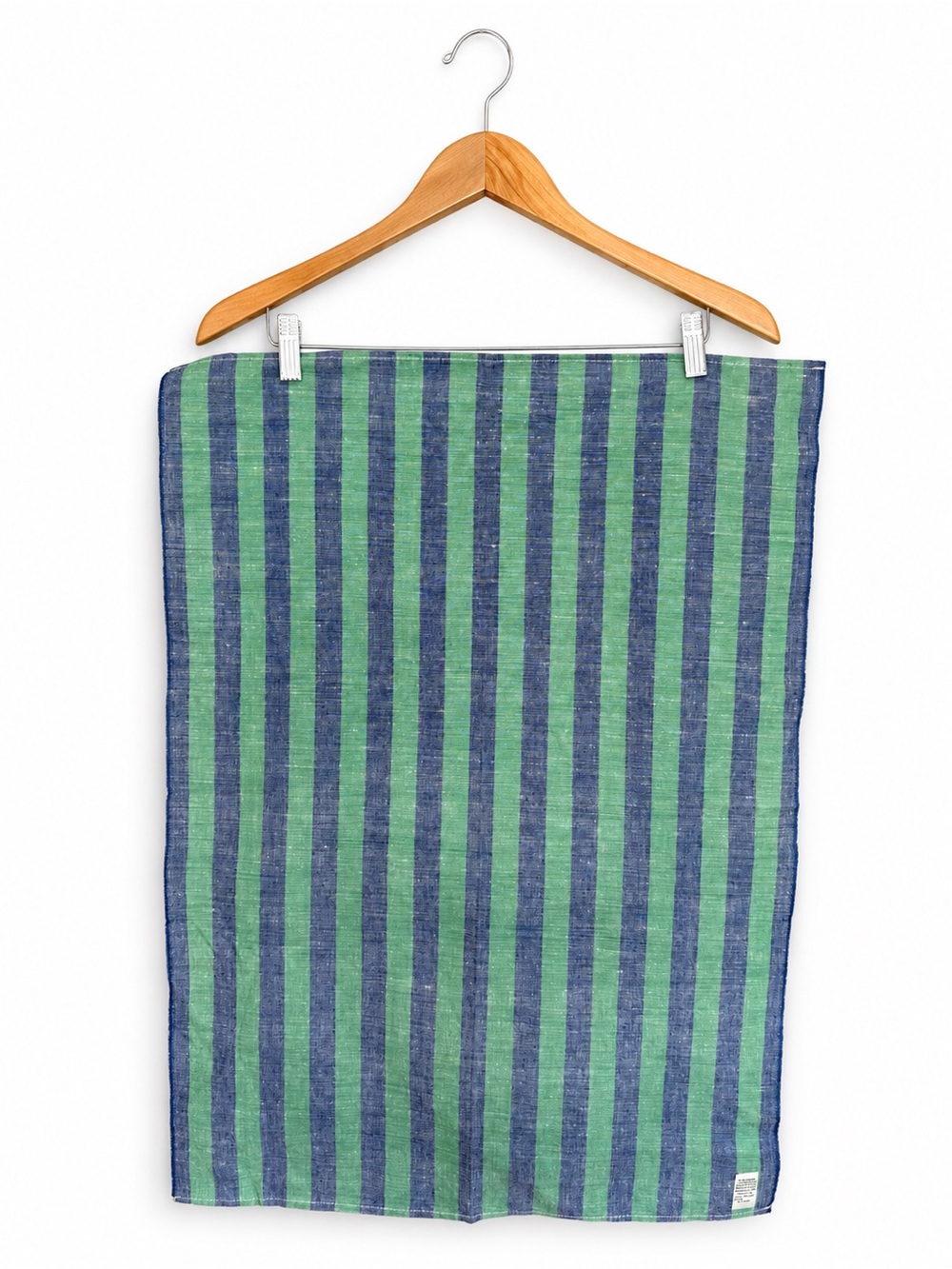 Linen Cotton Striped Towels Set of 6 Blue Green 20x26.5 Made in Poland
